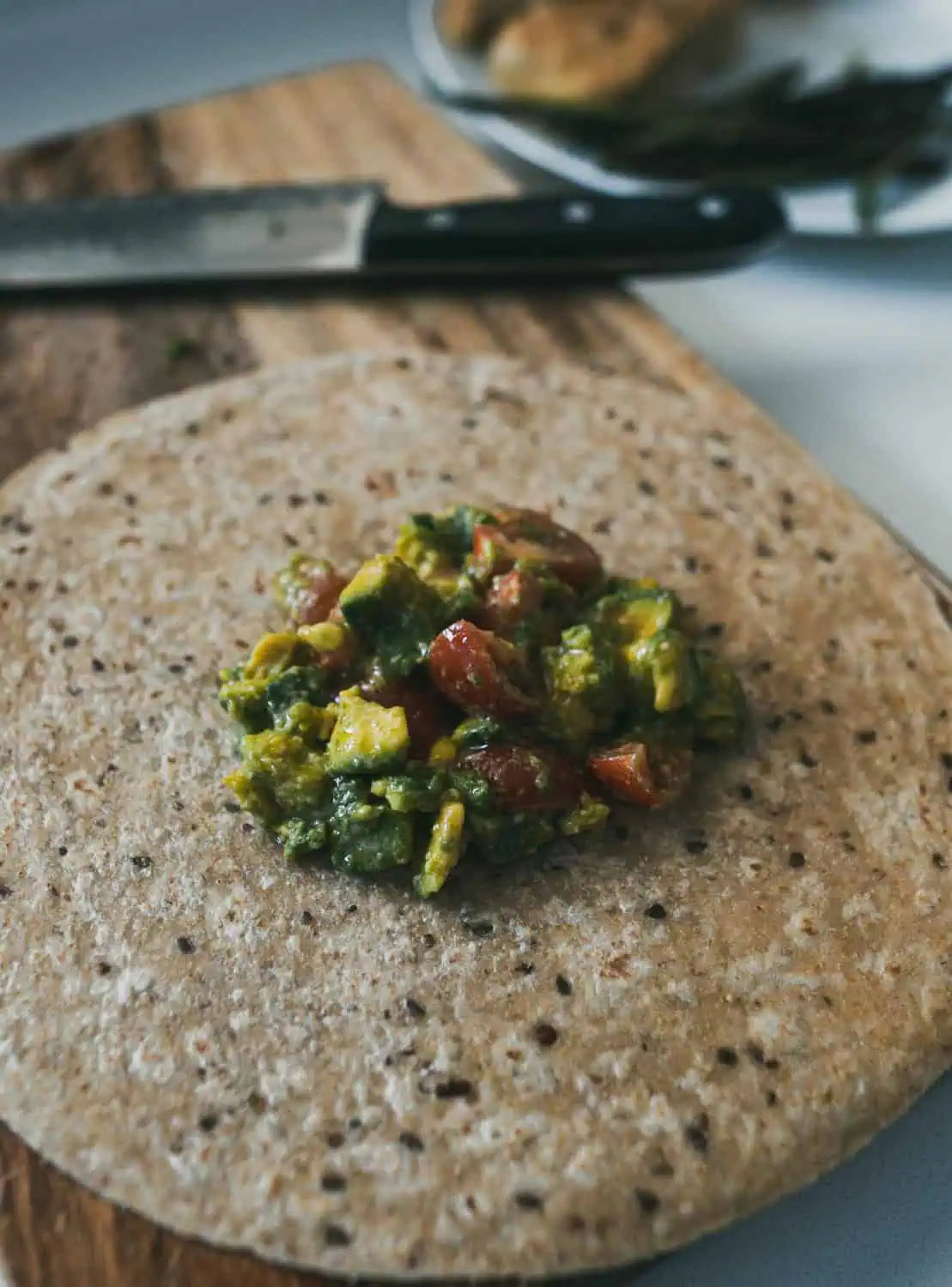 Ajwain Paratha with Saute Veggies on the top 